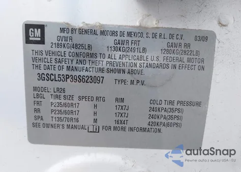 2009 Saturn Vue Xr4 from USA, damaged, VIN 3GSCL53P39S623097